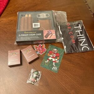 Cigar Case and Stainless Steel Cutter Set. NIB + Extras